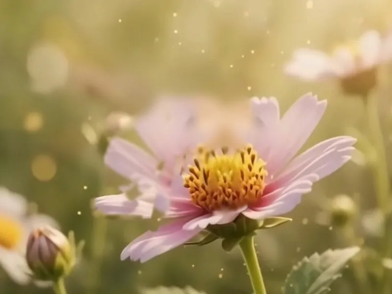 A pink cosmos flower in bloom