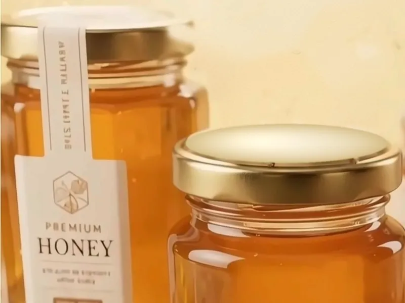 Freshly filled jars of honey